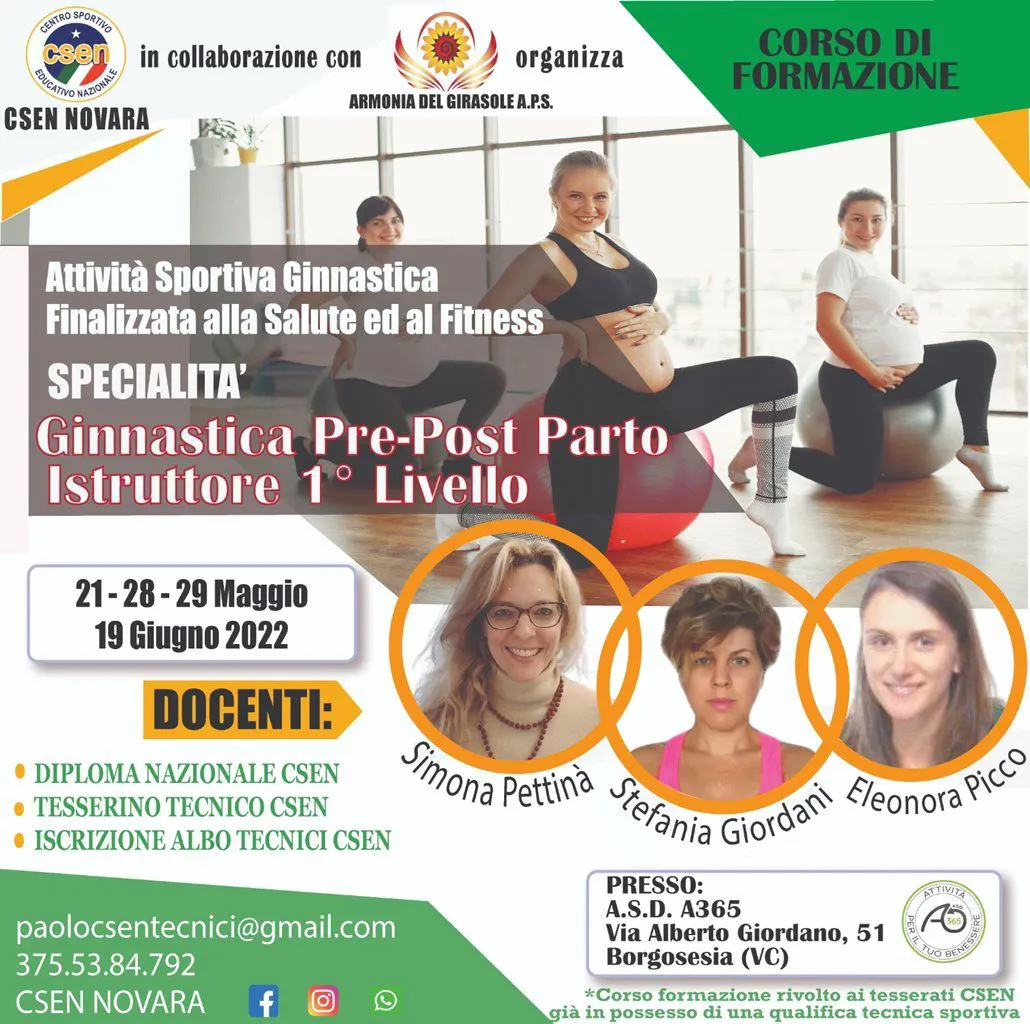 Istruttore 1° livello - Ginnastica pre e post parto